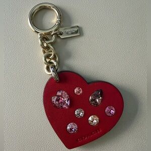 Coach Red Heart Jewel Keychain Fob Bag Charm